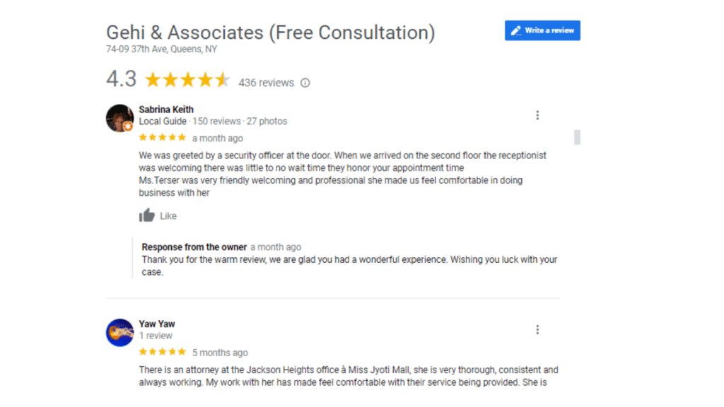 Gehi and Associates Reviews from Our Real Clients 